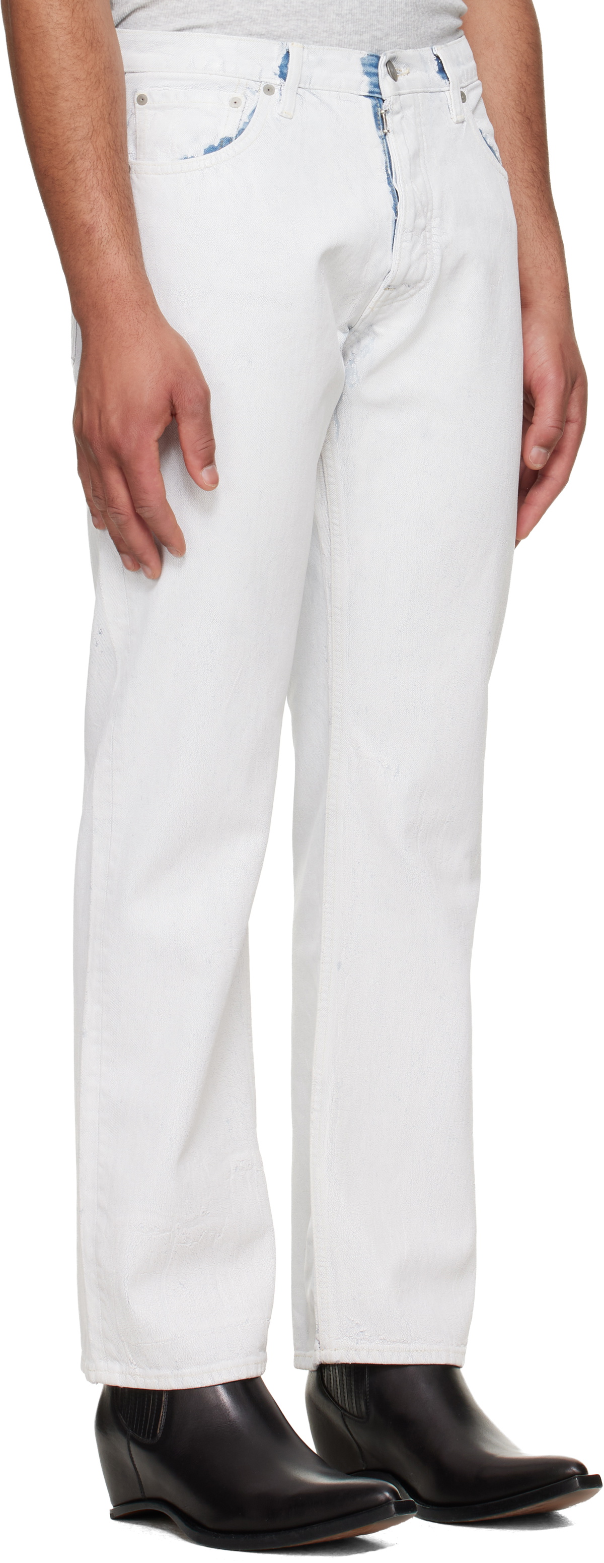 Maison Margiela White Coated Straight-Leg Jeans