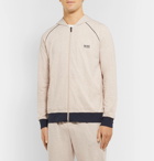 Hugo Boss - Mélange Stretch-Cotton Jersey Zip-Up Hoodie - Beige