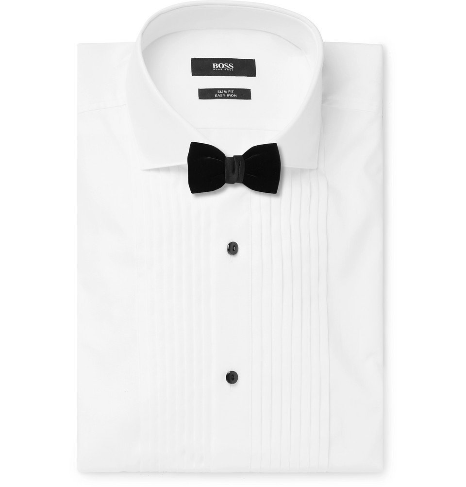 Hugo Boss - White Slim-Fit Cutaway-Collar Pleated Bib-Front Cotton Tuxedo  Shirt - White Hugo Boss