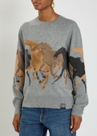 Stella Mccartney Racing Horses Intarsia Wool Jumper Grey