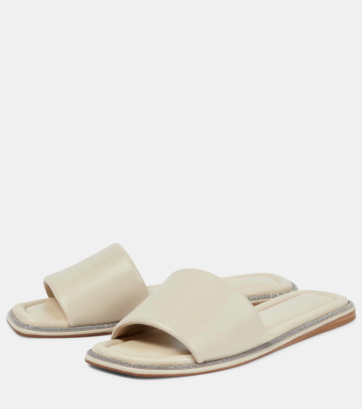 Brunello Cucinelli Embellished leather slides Brunello Cucinelli