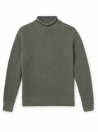 Sunspel - Waffle-Knit Merino Wool Mock-Neck Sweater - Green