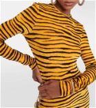 Rabanne Tiger-print velvet maxi dress