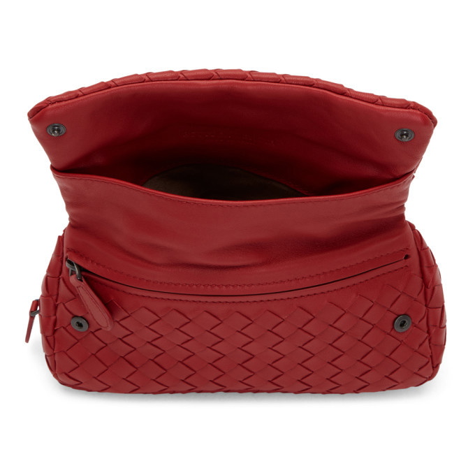 Bottega Veneta Red Intrecciato Flap Crossbody Bag