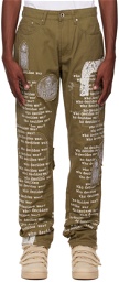 Who Decides War by MRDR BRVDO Khaki Fatigue Scripture Jeans