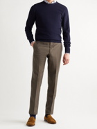 SID MASHBURN - Slim-Fit Slub Wool and Linen-Blend Trousers - Brown