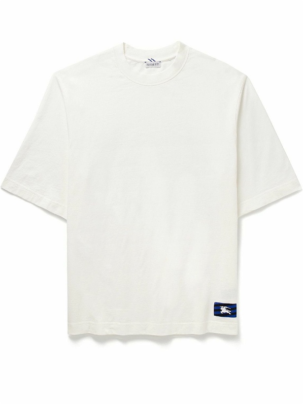 Photo: Burberry - Logo-Appliquéd Cotton-Jersey T-Shirt - Neutrals