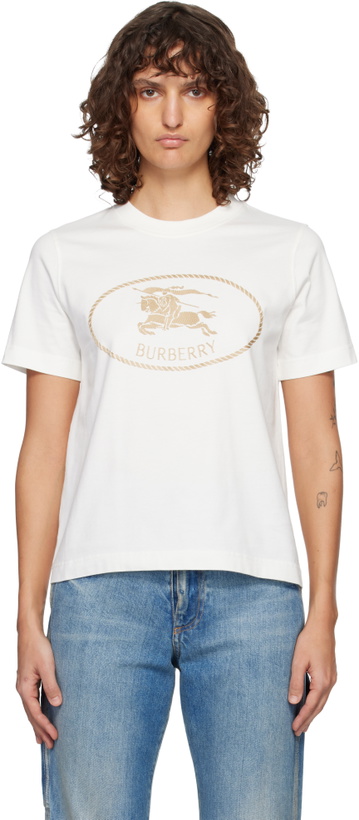 Photo: Burberry Off-White Knight Stamp Cotton T-shirt