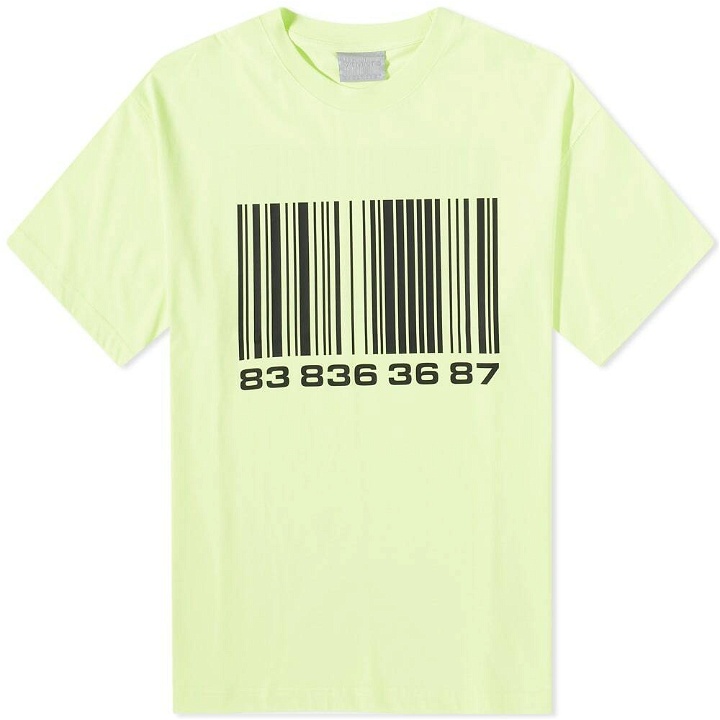 Photo: VTMNTS Men's Big Barcode T-Shirt in Fluo Yellow