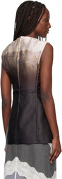 Jil Sander Brown & Pink Burnt Bouquet Printed Sleeveless Top