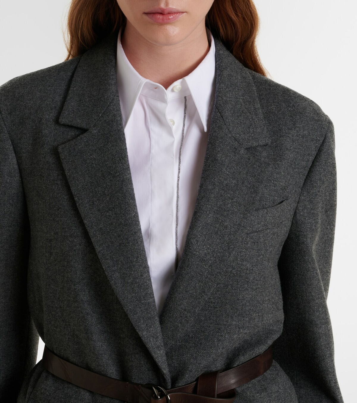 Brunello Cucinelli Belted wool and cashmere blazer