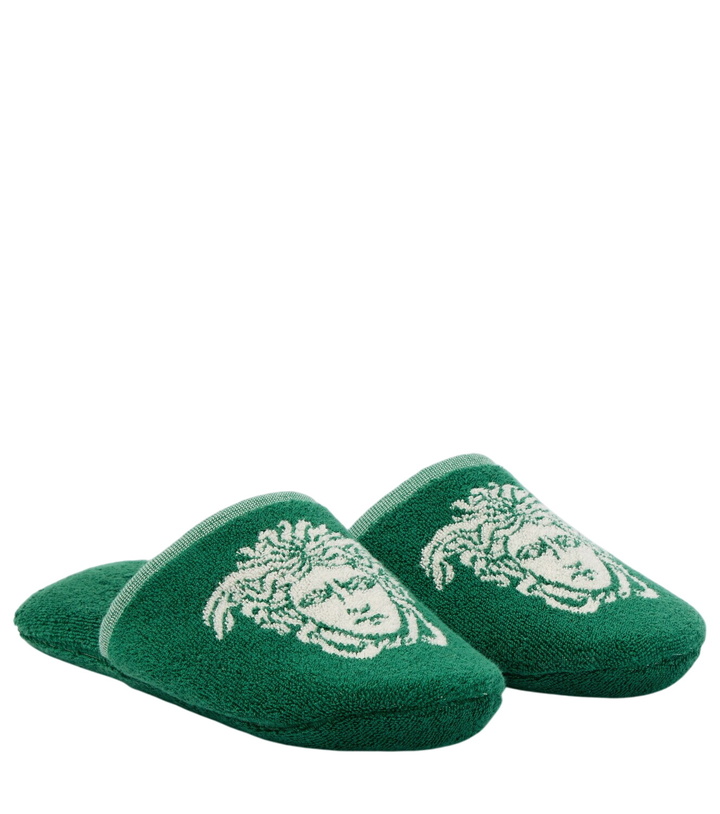 Photo: Versace Home Medusa cotton terry slippers