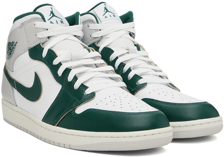 Nike Jordan White & Green Air Jordan 1 Mid SE Sneakers Nike Jordan