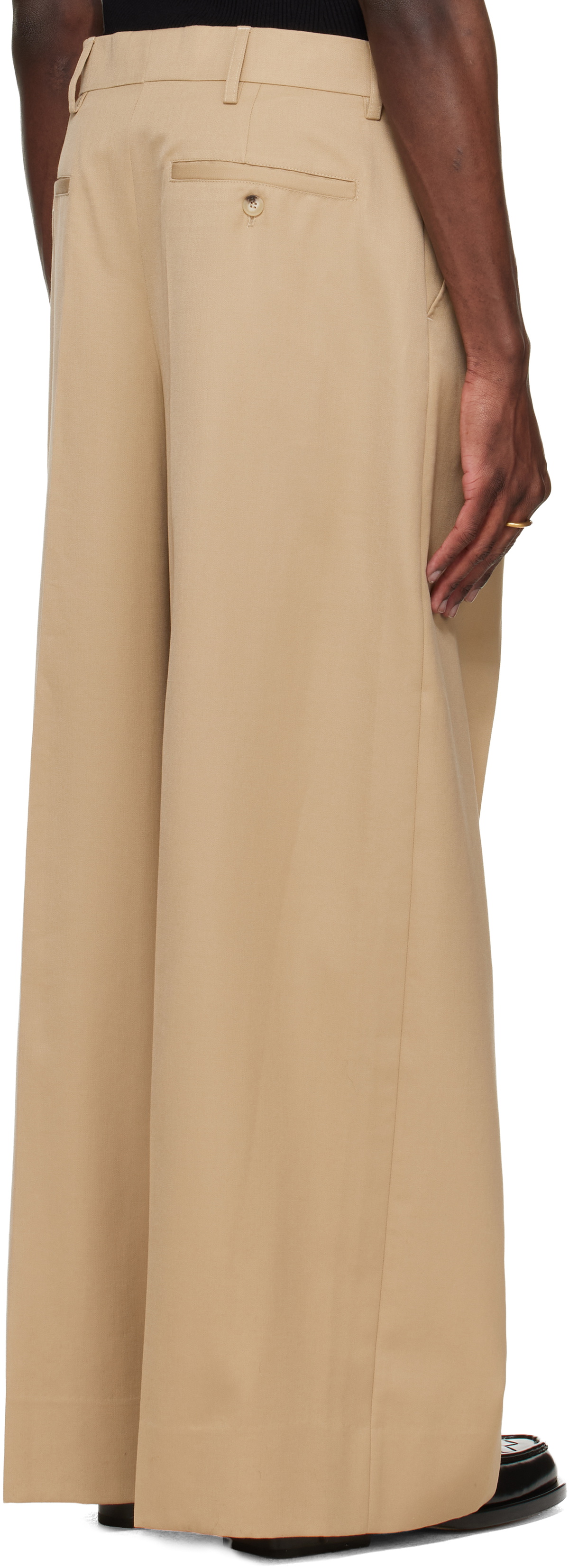 Simone Rocha Beige Wide Leg Belt Loop Tab Trousers