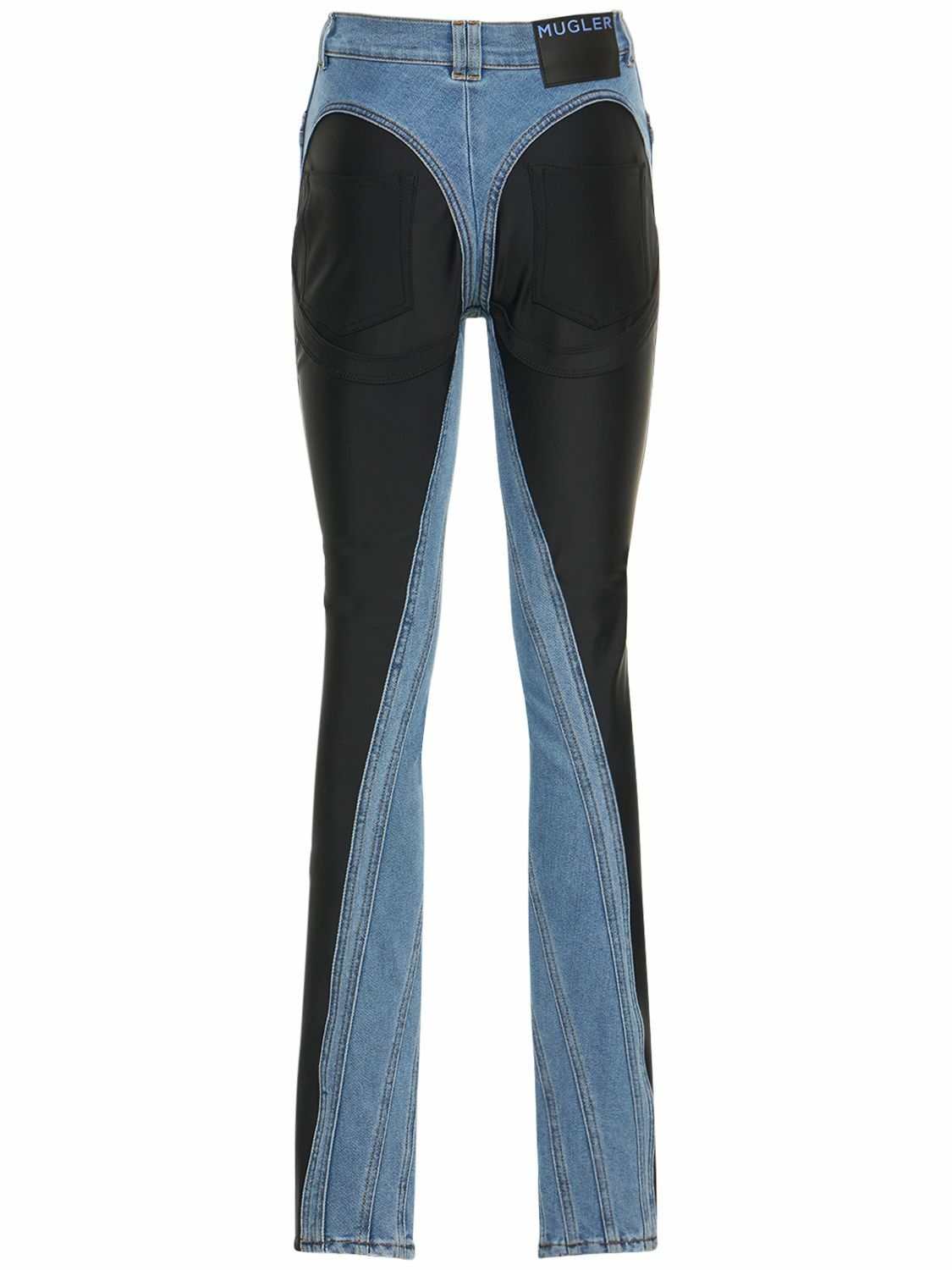 MUGLER - Contrast Denim & Jersey Skinny Jeans Mugler