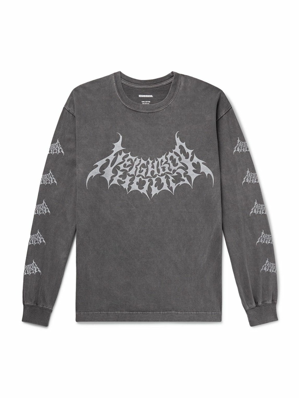 Photo: Neighborhood - Logo-Print Cotton-Jersey T-Shirt - Gray