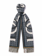 Loewe - Fringed Logo-Jacquard Wool and Cashmere-Blend Scarf