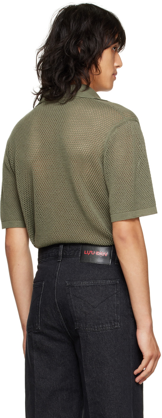 LU'U DAN Khaki Embroidered Polo