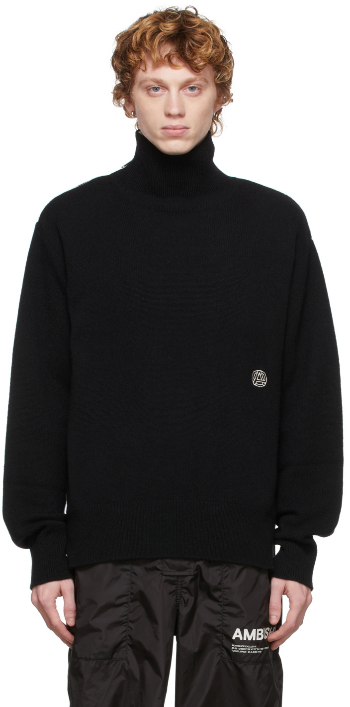 AMBUSH Black Wool Zip Up Turtleneck Ambush