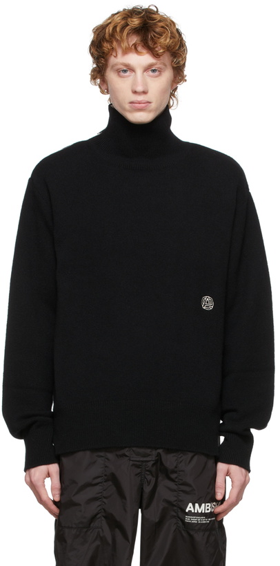 Photo: AMBUSH Black Wool Zip-Up Turtleneck