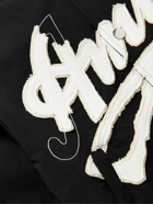 AMIRI - Distressed Logo-Appliquéd Cotton-Blend Bomber Jacket - Black