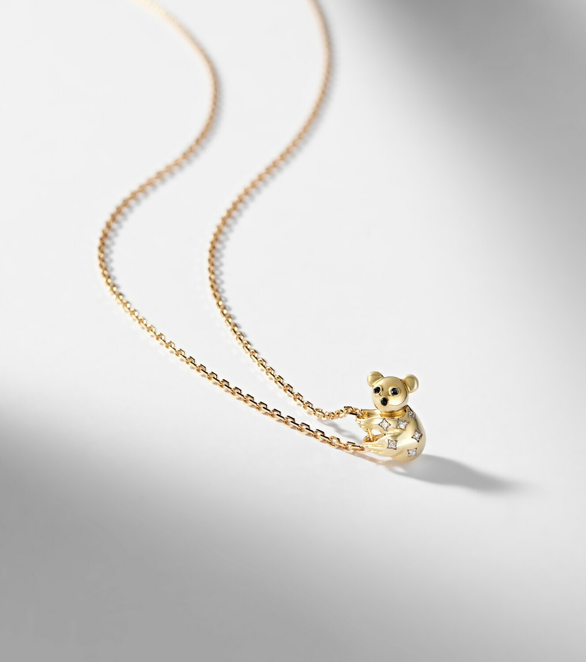 Yvonne Léon Koala 18kt gold necklace with diamonds and enamel
