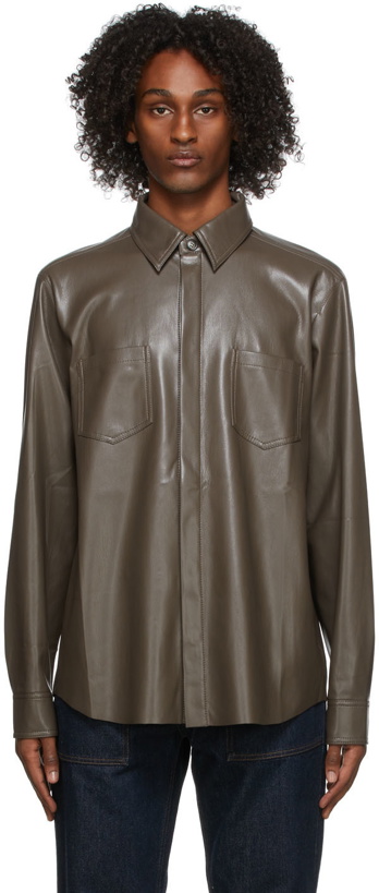 Photo: Nanushka Brown Vegan Leather Declan Shirt