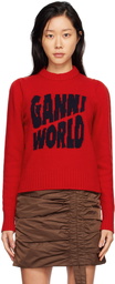 GANNI Red Graphic Sweater