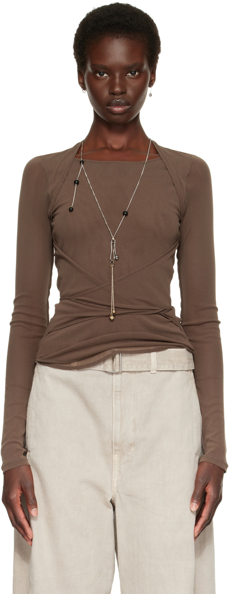 LEMAIRE Brown Ballerina Wrap Blouse