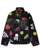 Mastermind World - Shell-Trimmed Printed Fleece Jacket - Black