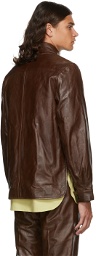 Dries Van Noten Brown Lash Leather Jacket