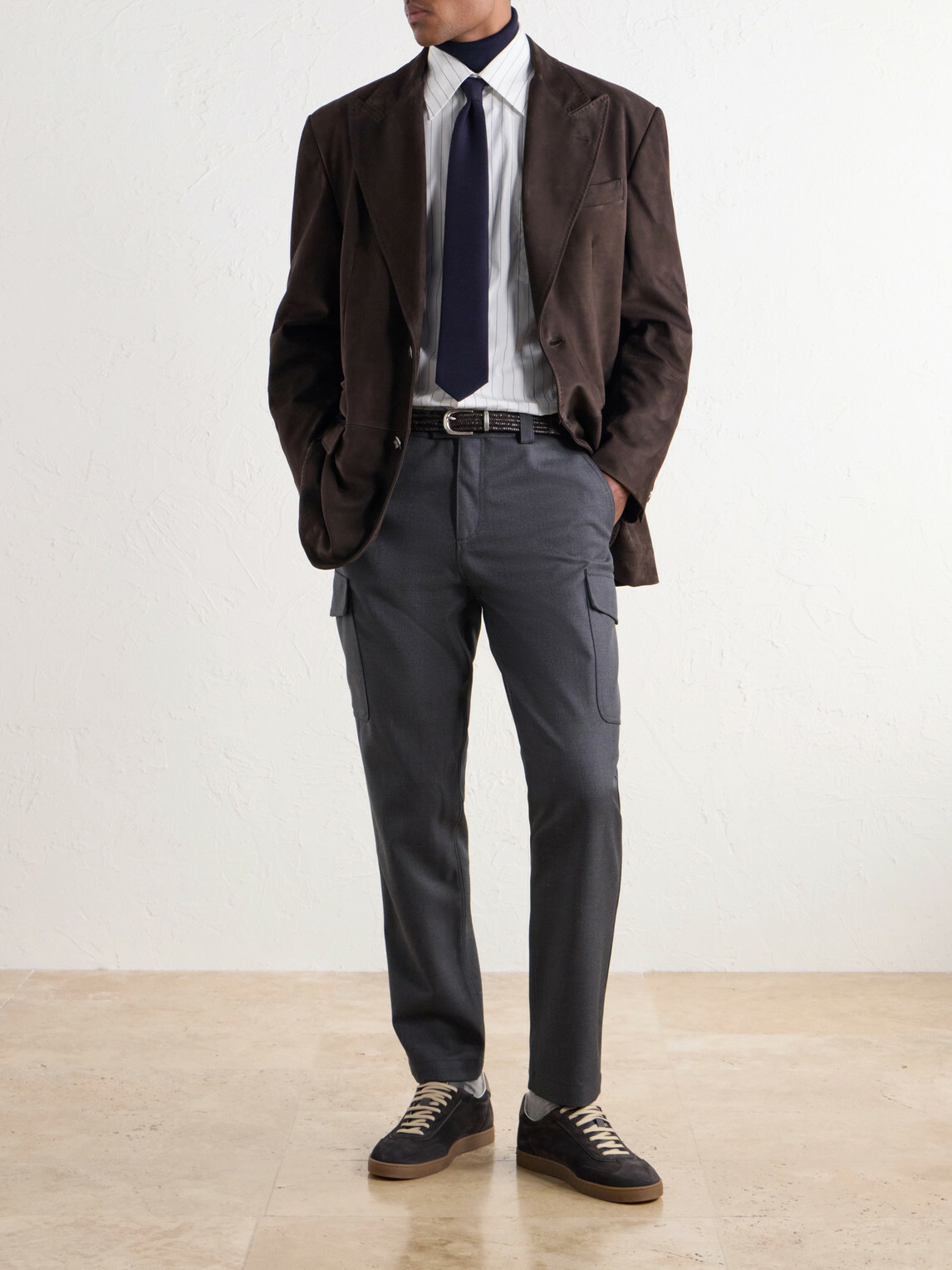 Brunello Cucinelli - Tapered Virgin Wool-Twill Cargo Trousers - Gray