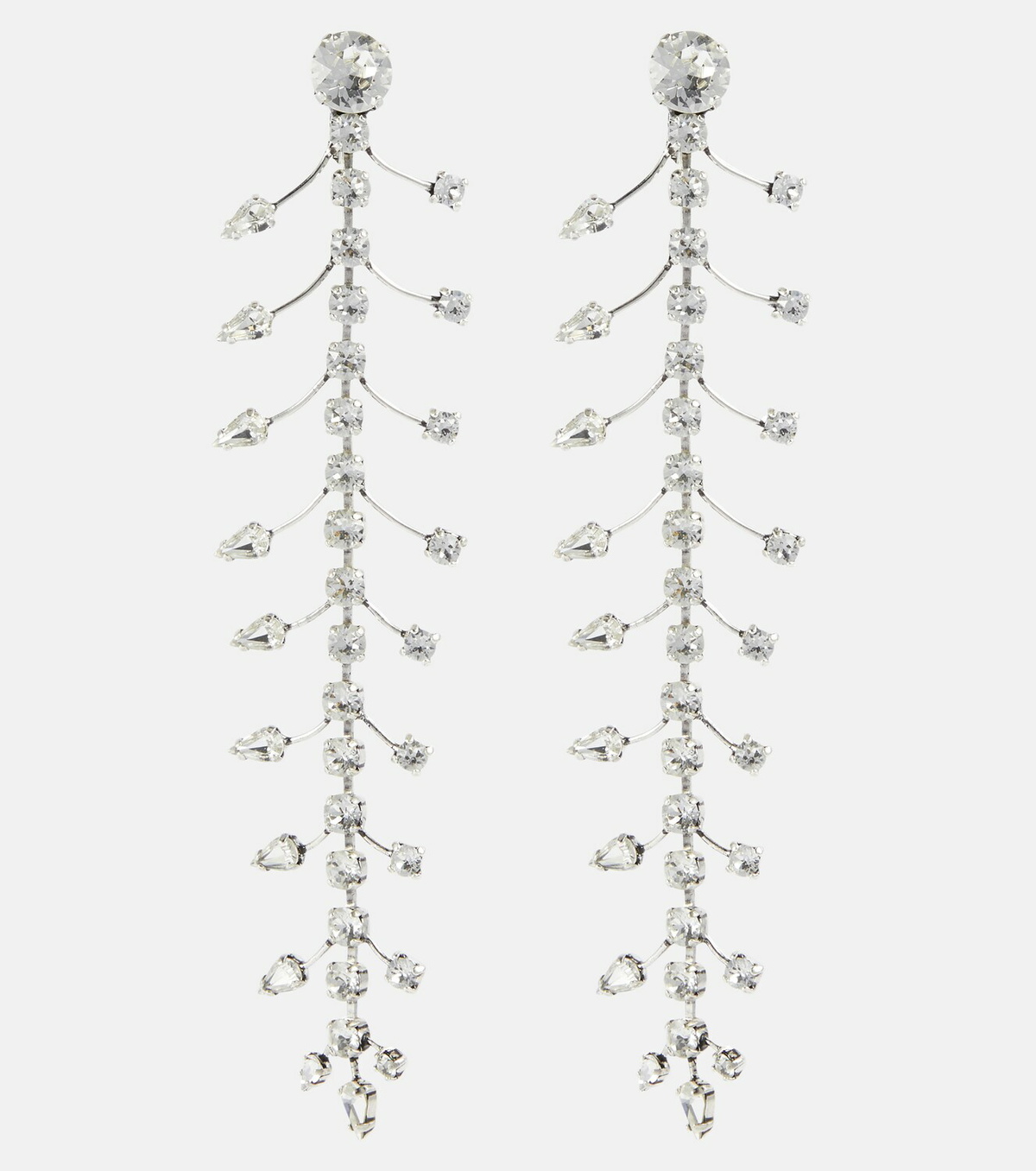 【SAINT LAURENT】silver-tone and crystal イヤリング Yves Saint Laurent YSL Rive Gauche Long Silver Tone Crystal