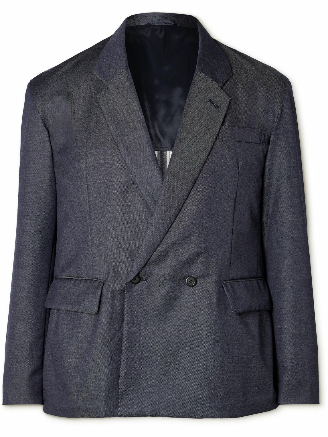 Photo: Blue Blue Japan - Double-Breasted Wool-Denim Suit Jacket - Blue