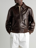 LOEWE - Textured-Leather Jacket - Brown