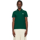 Moncler Green Tricolor-Trimmed Cotton Piquet Polo