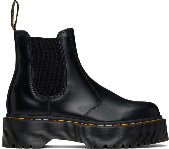 Photo: Dr. Martens Black 2976 Polished Smooth Platform Chelsea Boots