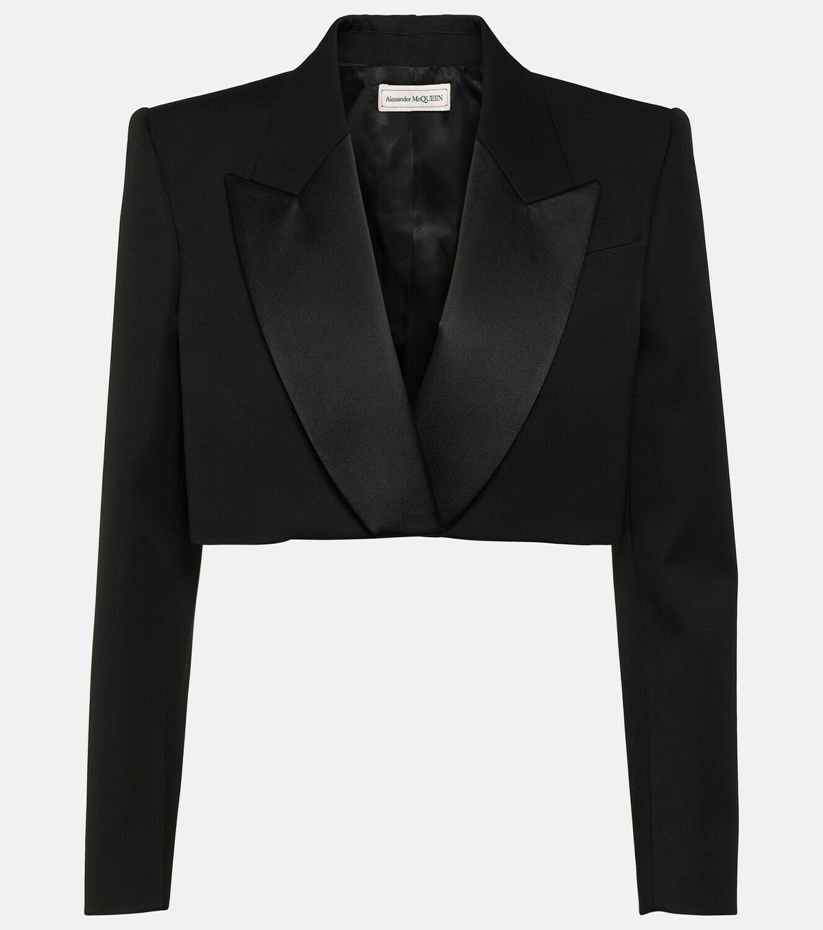 アウターその他 ALEXANDER MCQUEEN Cropped nail Black  668451Q5AK8 Alexander McQueen Cropped wool tuxedo jacket Alexander McQueen