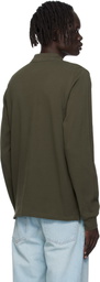 Bally Khaki Long Sleeve Crest Logo Polo