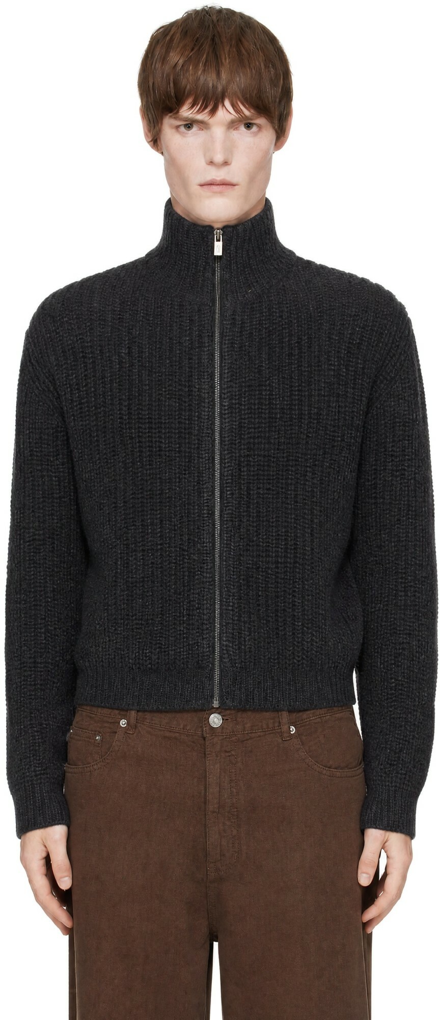 LE17SEPTEMBRE Gray Chunky Zip Cardigan