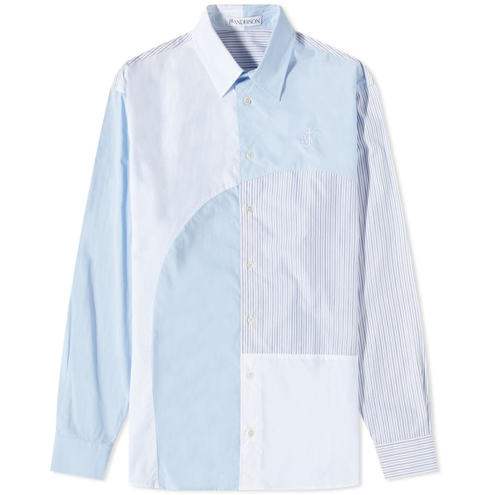 Photo: JW Anderson Men's Curved Patchwork Shirt in Blue/White