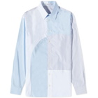 JW Anderson Men's Curved Patchwork Shirt in Blue/White