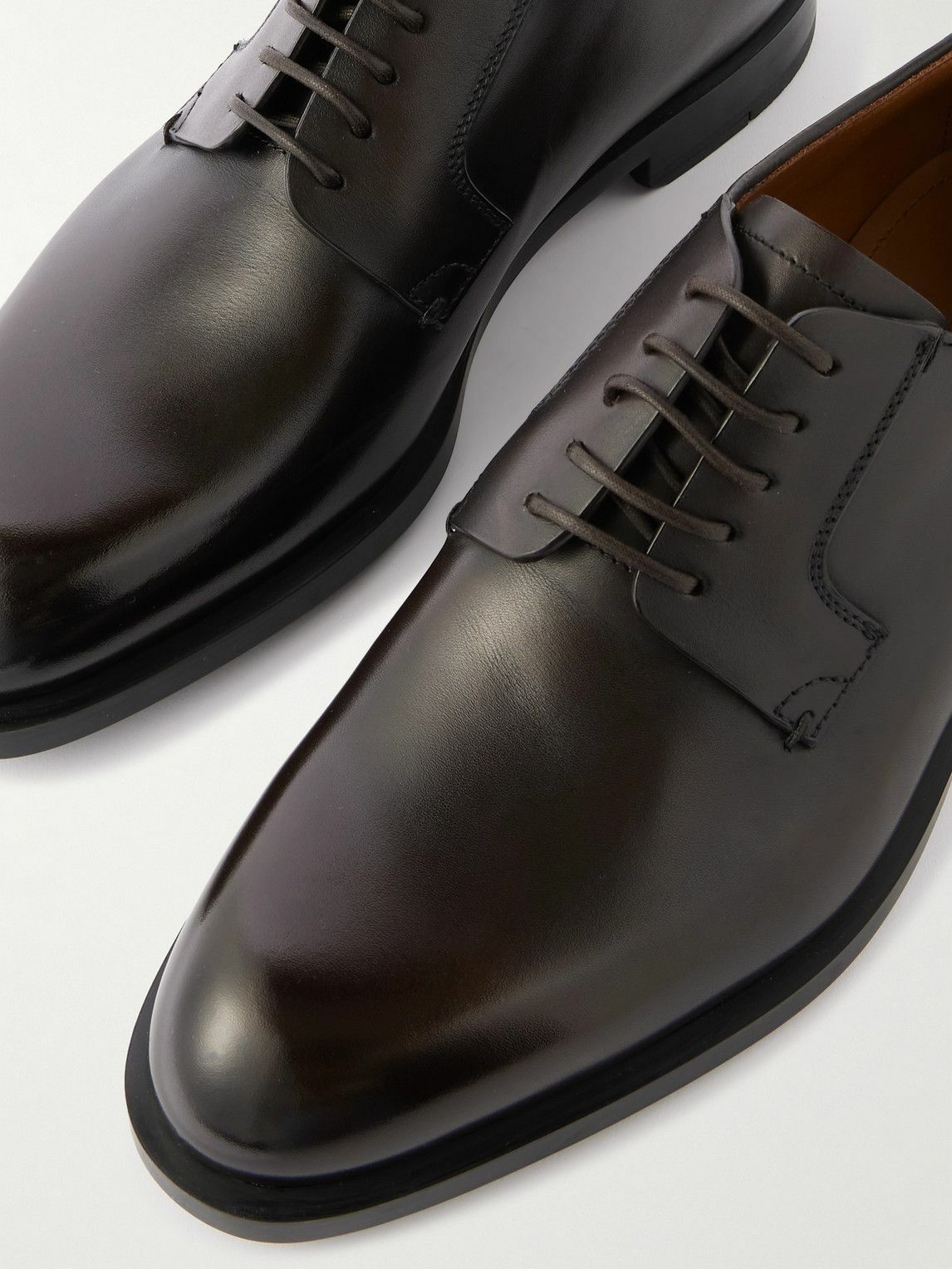 Zegna - Leather Derby Shoes - Brown