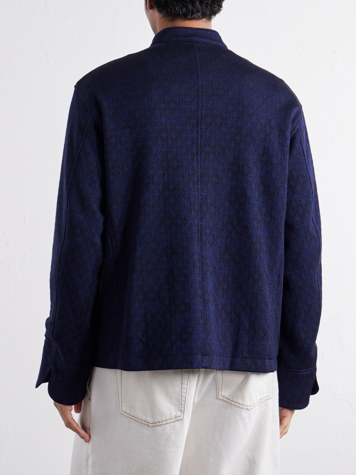 Blue Blue Japan - Jacquard-Knit Wool-Blend Bomber Jacket - Blue
