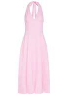 Faithfull The Brand Marais Halterneck Linen Midi Dress Pink