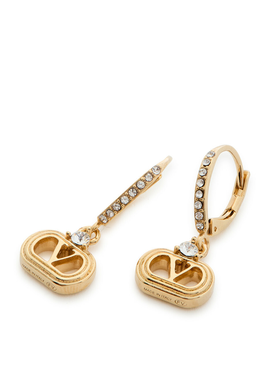 Valentino Garavani Ovalette Vlogo Hoop Earrings - Gold - One Size
