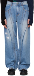 Andersson Bell Blue Panel Carpenter Wide-Leg Jeans