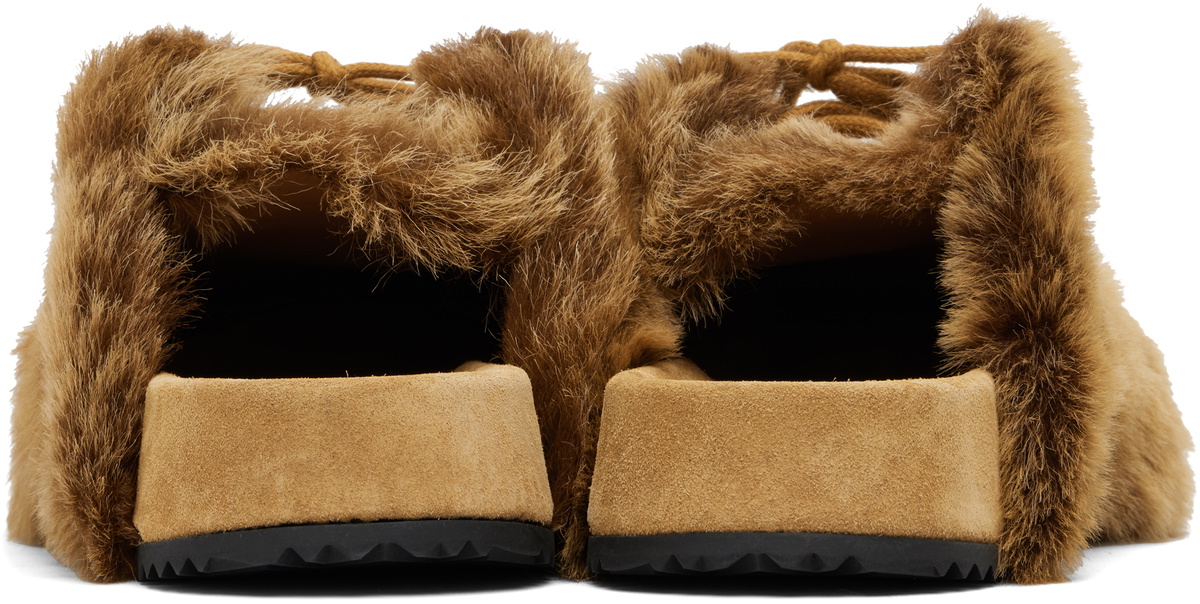 Dries Van Noten Tan Shearling Clogs