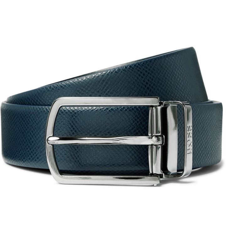 Photo: Hugo Boss - 3cm Textured-Leather Belt - Blue