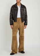 Rick Owens Geth Wide-leg Suede Trousers Brown